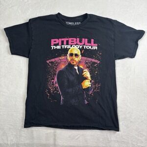 Timeless Miami Pitbull The Trilogy Tour Black Short Sleeve Graphic Shirt Men's L